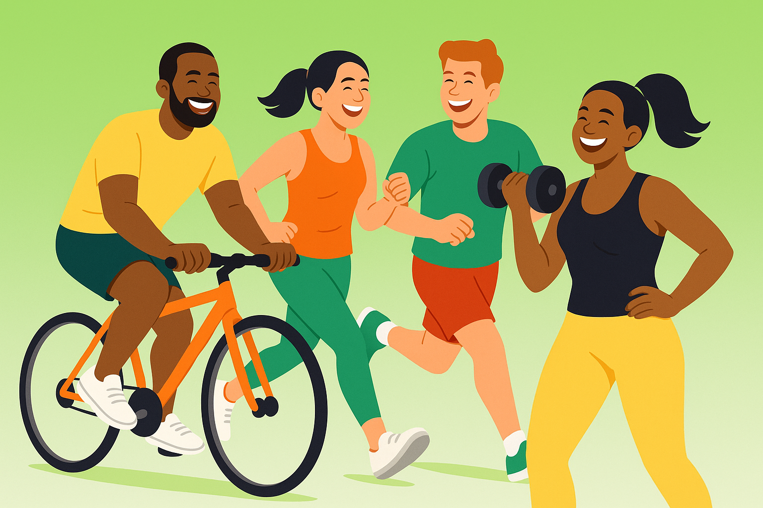 Amigos felizes se exercitando